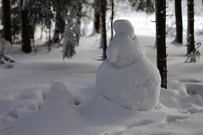 圣诞雪人在冬天的森林图片下载