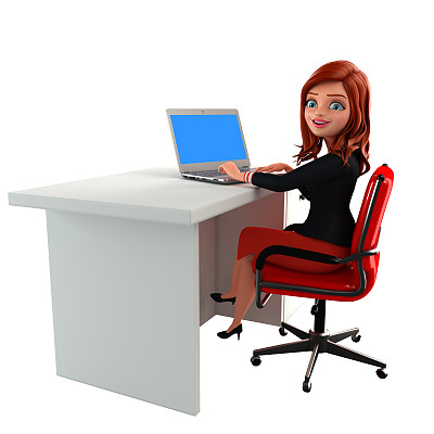 年轻的女商人正在用笔记本电脑工作图片下载