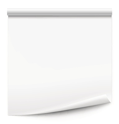 在白色背景上卷曲的空白纸。矢量图图片下载