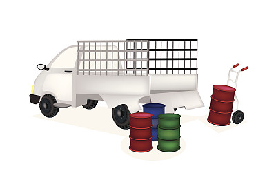 把油桶装进小卡车图片下载