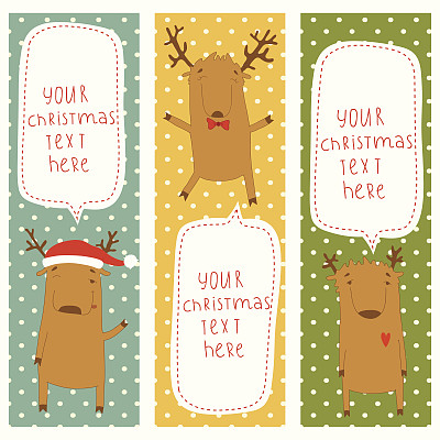 一组印有圣诞老人驯鹿的横幅。图片下载