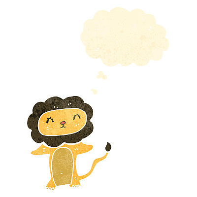 带有思想泡泡的复古卡通狮子图片下载