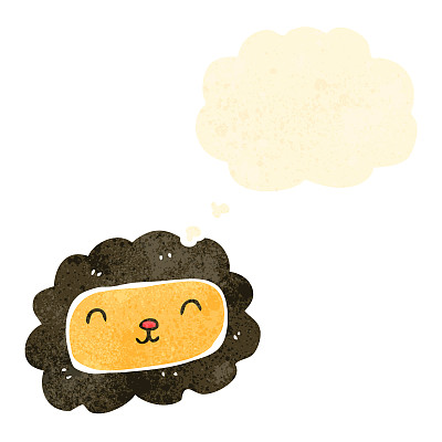 带有思想泡泡的复古卡通狮子图片下载