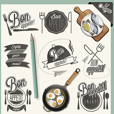 餐厅菜单设计的字体符号。图片下载