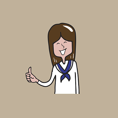 人女少年竖起大拇指图片下载