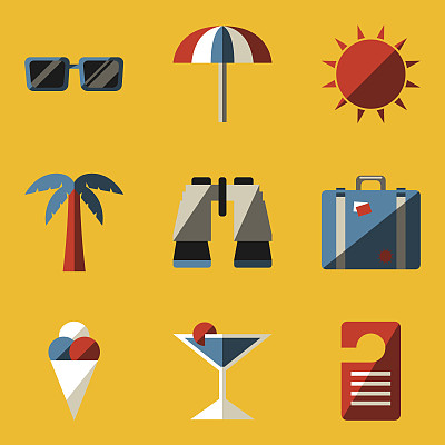 平的图标集。旅行图片下载