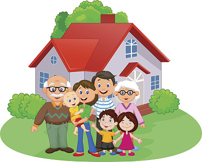 快乐的卡通家庭素材图片