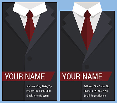 平面名片模板与黑色夹克图片下载