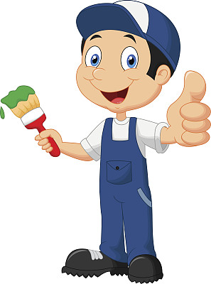 卡通画家拿着画笔图片下载