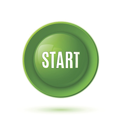 绿色光泽的启动按钮图标图片下载