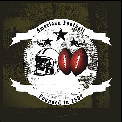 有头盔和球的美式橄榄球盾牌图片下载