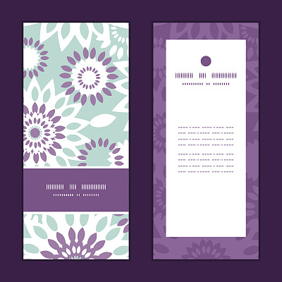 向量紫色和蓝色花卉抽象垂直框图案邀请图片下载