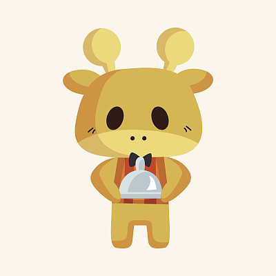 动物长颈鹿服务员卡通主题元素图片下载