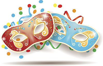 狂欢节面具孤立在白色的背景图片下载
