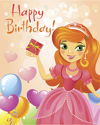 生日快乐，公主，贺卡。图片下载