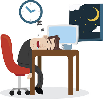 疲惫的商人在工作中睡觉图片下载