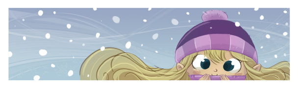 女孩在看雪景素材图片