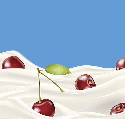 酸奶与红樱桃浆果图片下载