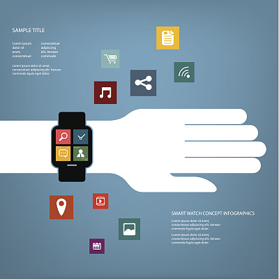 智能手表概念矢量信息图图片下载