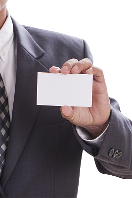 商人展示空白名片。图片下载