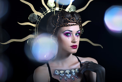 创意脸画人像花。亡灵节。万圣节图片下载