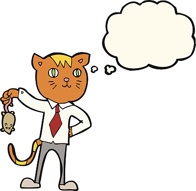 卡通商业猫与死老鼠与思想泡泡图片下载