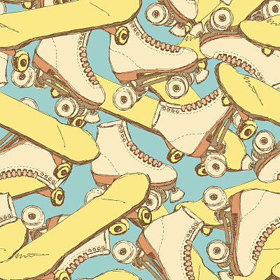 素描溜冰在复古风格图片下载