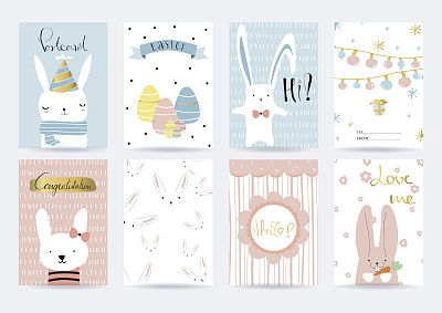 浅粉蓝色的收集横幅，传单，海报和Pos图片下载