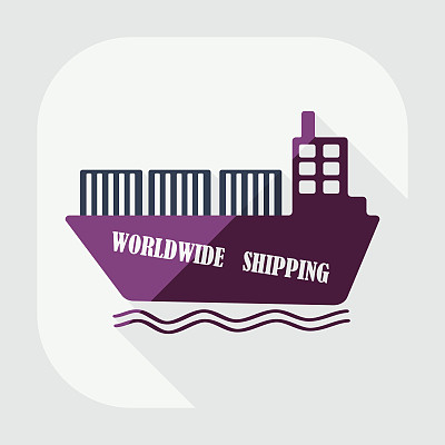 扁平的现代设计与阴影图标船交付图片下载