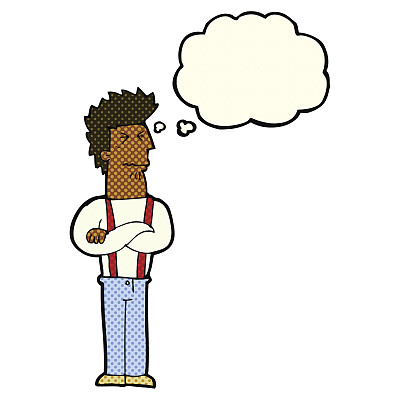 卡通用思想泡泡惹恼了男人图片下载