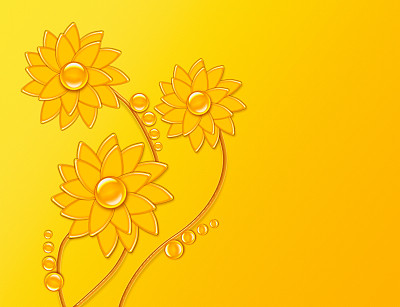 向日葵像黄色背景上的一滴水滴图片下载