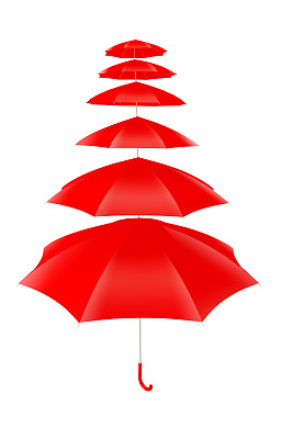 六步红伞孤立在白色的背景图片下载