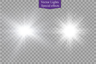 星星在一个透明的背景，光效果，矢量插图。突然灵光一图片下载