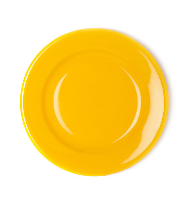 白色背景上的黄色空盘子图片下载