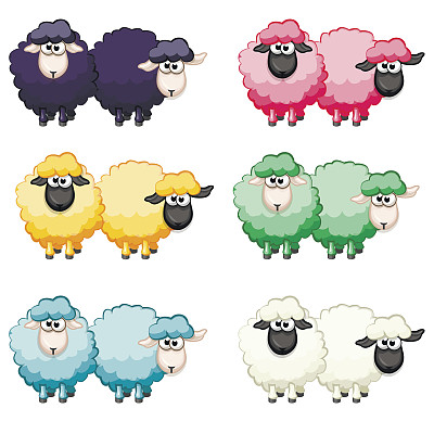 卡通可爱有趣的彩色绵羊图片下载