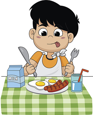 孩子吃早餐对孩子的成长有很大的影响。图片下载