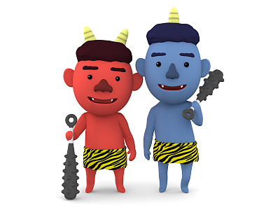 可爱的日本恶魔名为“oni”，可以用于setsubun(日本的节日名称)主题元素。图片下载