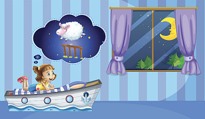 女孩在睡觉前数羊图片下载