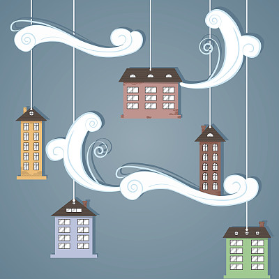 天空中的纸城。图片下载