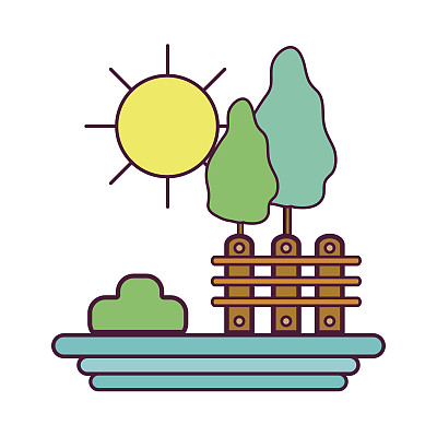 以树木和阳光为网格的木材图片下载