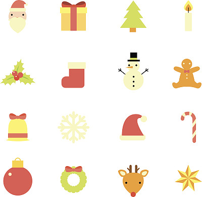 圣诞平面图标套装图片下载