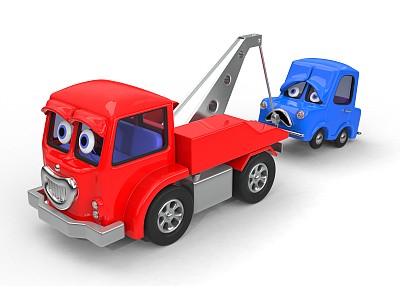 可悲的是，被拖的坏车3D插图图片下载