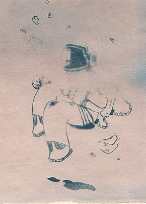 开放空间中穿着太空服的宇航员插画。图片下载