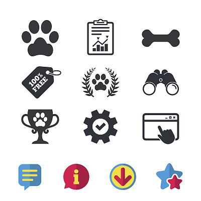 宠物图标：狗爪标志，桂冠花环图片下载