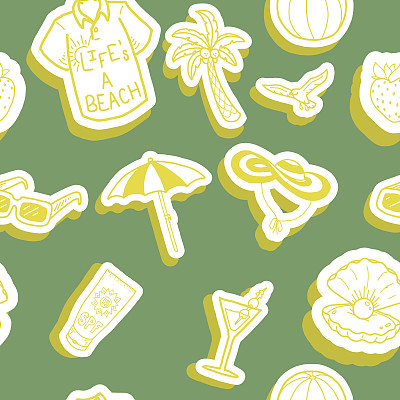 夏季主题无缝图案元素图片下载