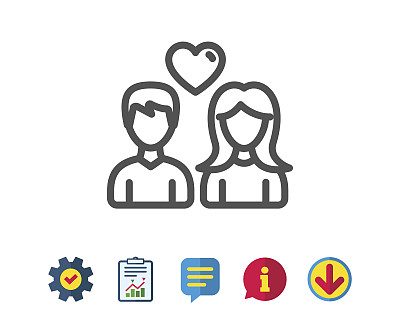 两行图标。有心脏标志的用户。图片下载