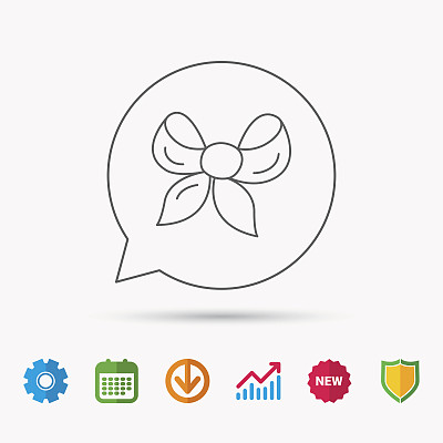 礼物弓图标。目前装饰标志。图片下载