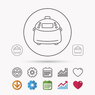 Multicooker图标。厨房电器符号。图片下载