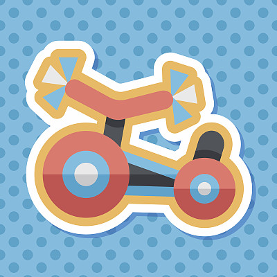 儿童三轮车平面图标与长影子，eps10图片下载