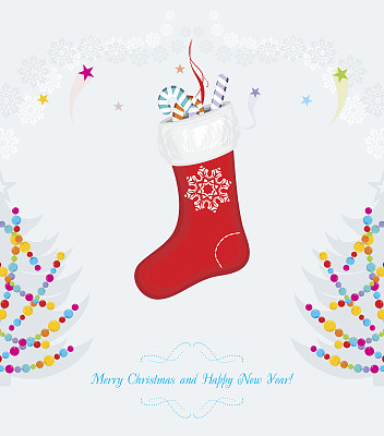 明亮的复古圣诞明信片图片下载